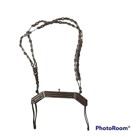 Victorian antique metal frame and chainfor reticule bag - Picture 1 of 6